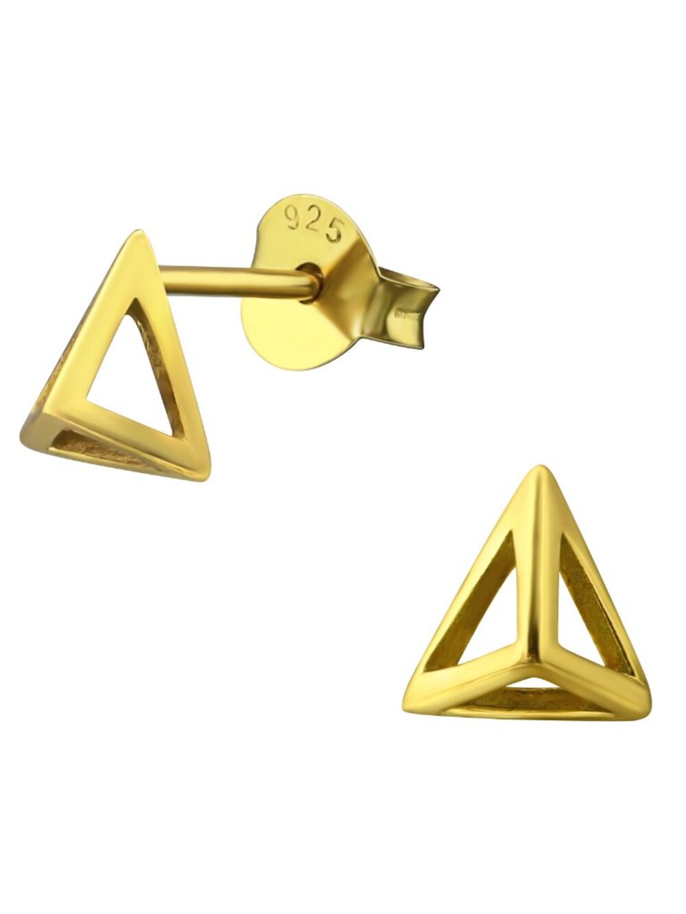 14K Gold Vermeil Pyramid Ear Studs